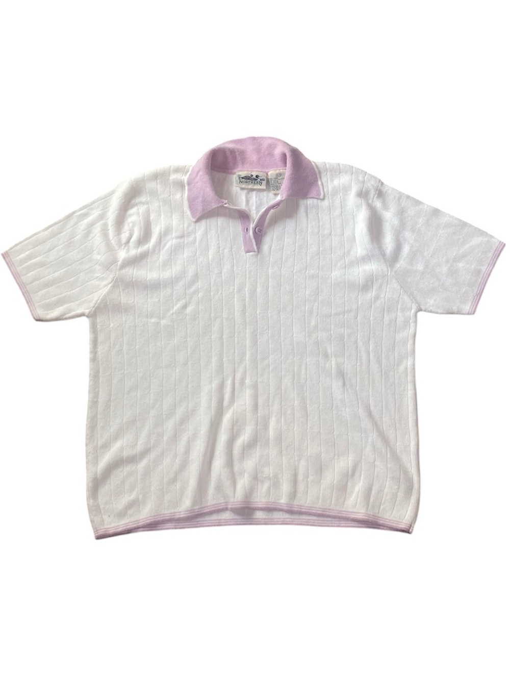Northern Reflection Cotton Ramie Blend Polo  Collared Knit Top